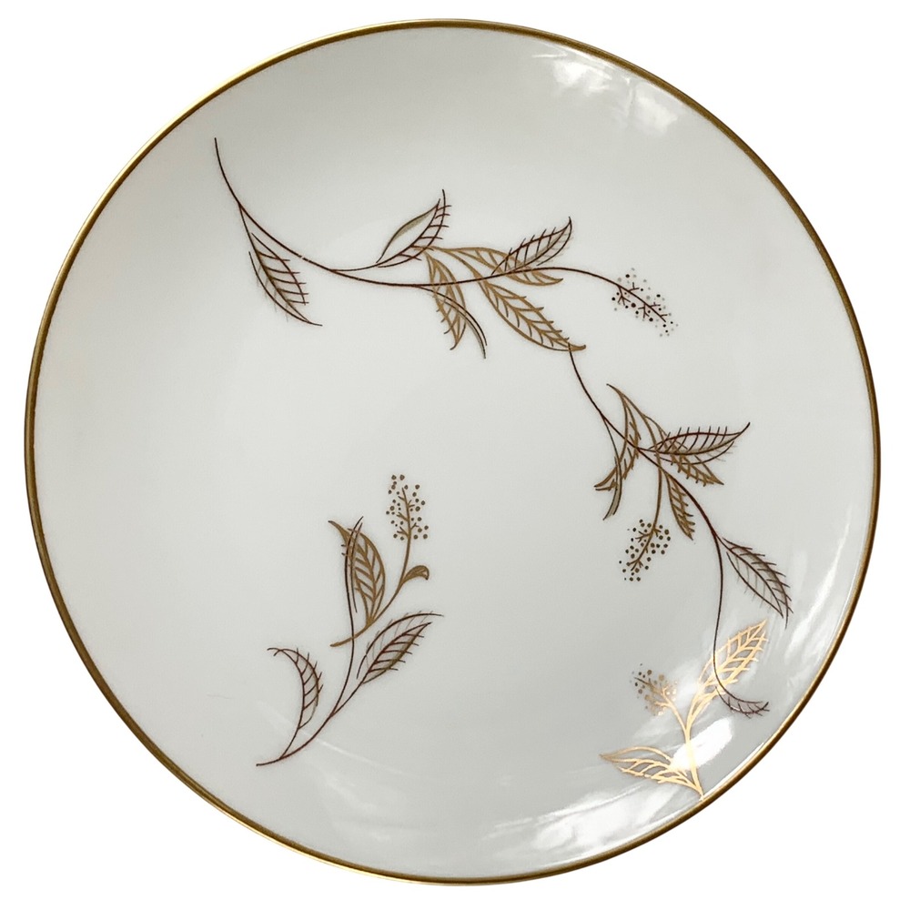Noritake Jania Bread and Butter Plate 5631 Gold Wheat White China Japan 6.25 in